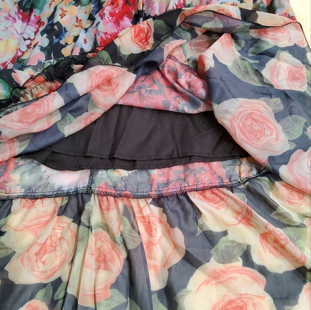 Dalia MacPhee Floral Print Chiffon Dress Size S - Picture 13 of 14